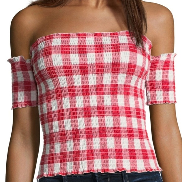 Almost Famous Tops - Cute Womens Straight Neck Plaid Blouse